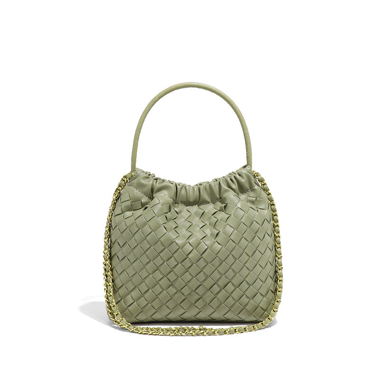 高级感小香风编织包链条单肩腋下斜挎包云朵饺子包女士手提水桶包