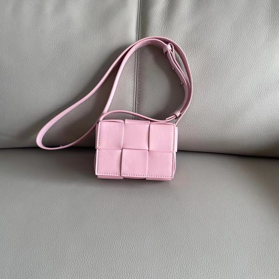 包包女2022新款小众设计mini编织小方包真皮女包单肩斜挎包轻奢