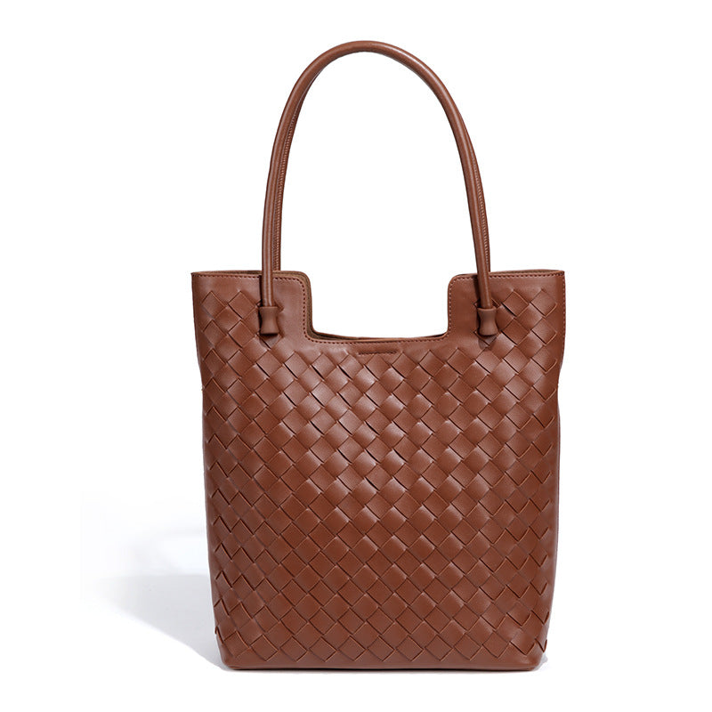 托特包2025春夏新款女包时尚编织包高级感超软皮单肩手提真皮包包