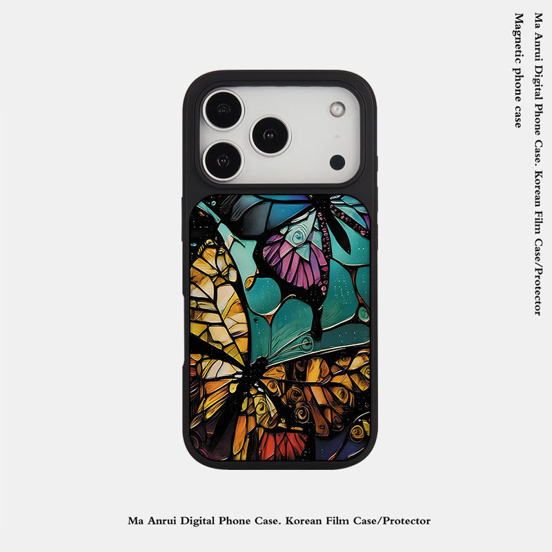 外贸跨境个性蝴蝶适用苹果16pro晶瓷手机壳iPhone17亚克力PC防摔