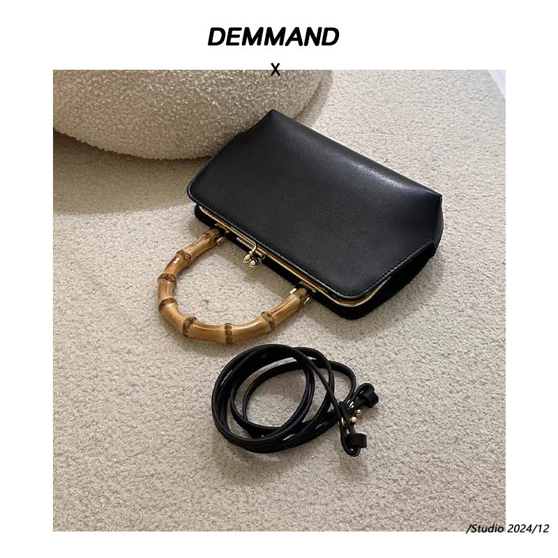 真皮头层牛皮包包女士2024新款欧美时尚竹节手提包单肩斜挎夹子包