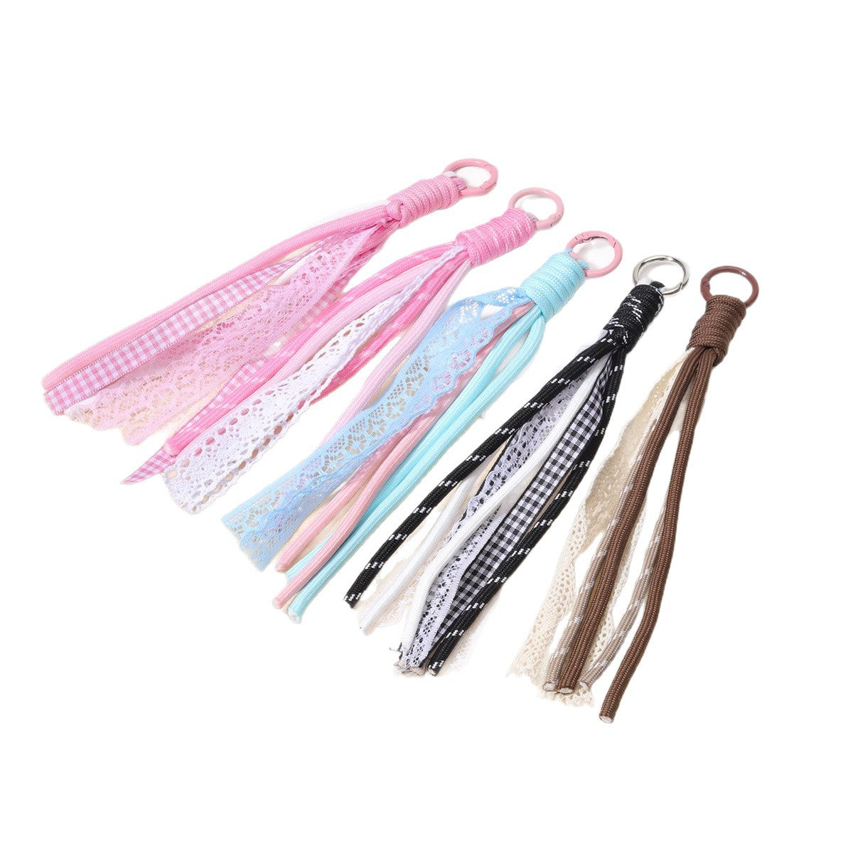 DIY欧美波西米亚风涤纶纯手工编织钥匙扣包包挂件批发跨境亚马逊