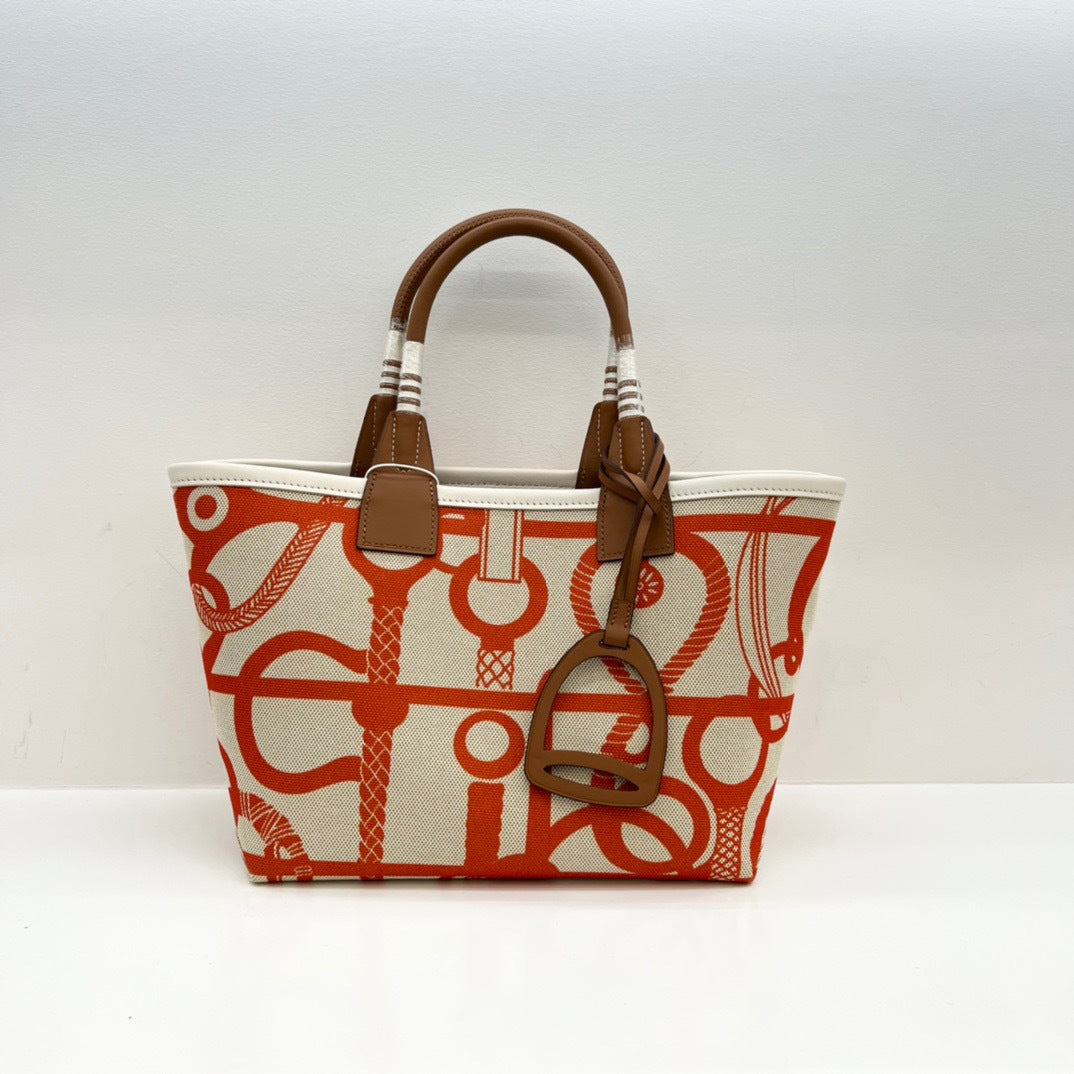 女包高级时尚百搭腋下托特包手工编织牛皮拼帆布撞色手提菜篮子包