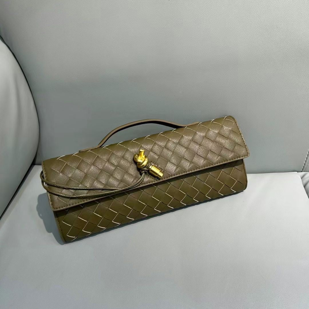 2024新款编织晚宴包牛皮手提包高级横款手提包单肩斜挎包优雅