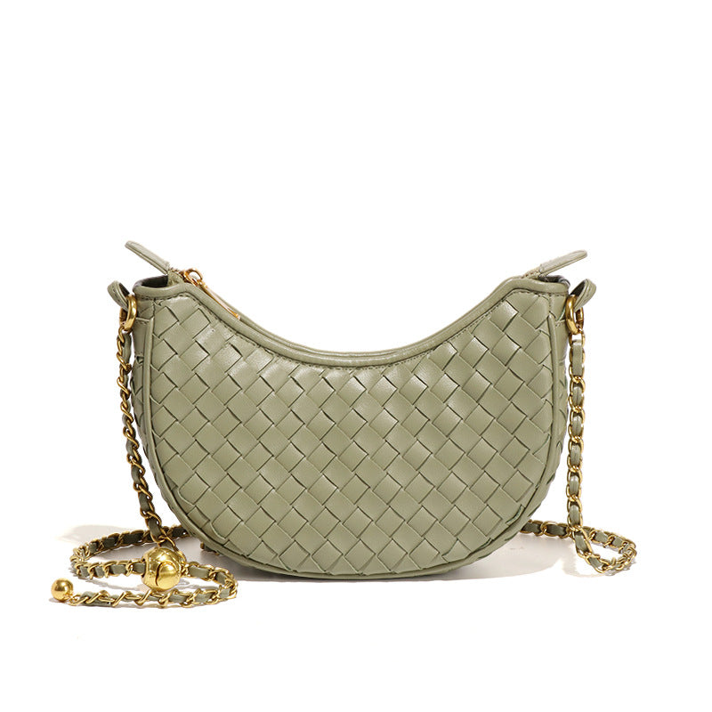 女包2025设计感月牙包新潮编织单肩包马卡龙新月包休闲斜挎月亮包