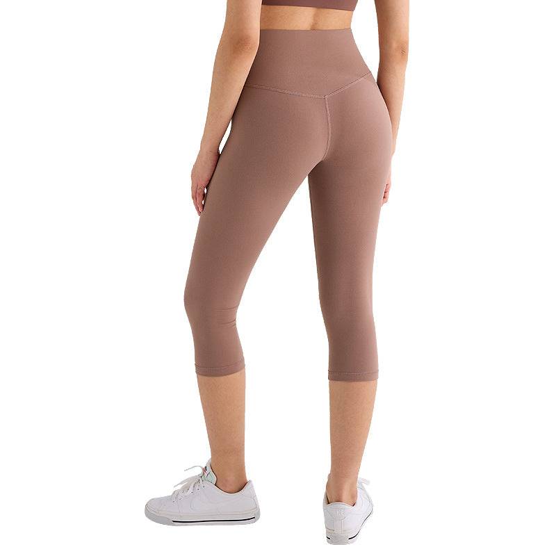 七分lulu瑜伽裤女高腰提臀弹力磨毛健身骑行裤吸湿速干运动紧身裤