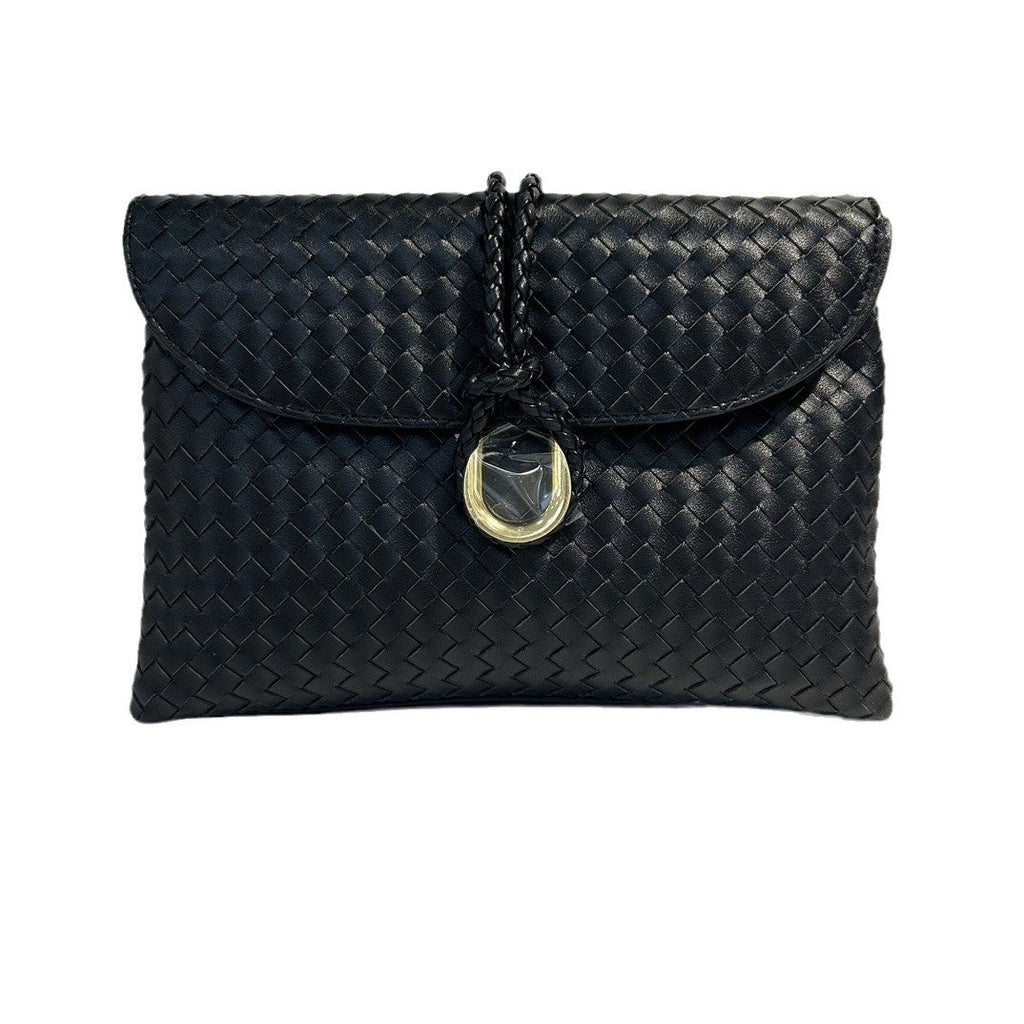 2024秋冬季跨境新款高级感优质牛皮手工编织手拿包单肩斜挎包包女