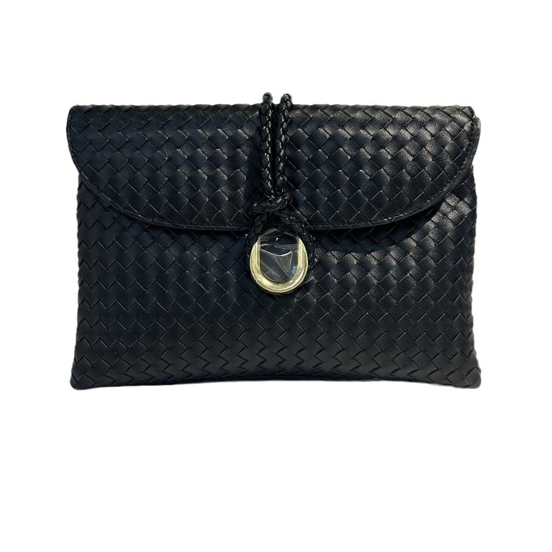 2024秋冬季跨境新款高级感优质牛皮手工编织手拿包单肩斜挎包包女