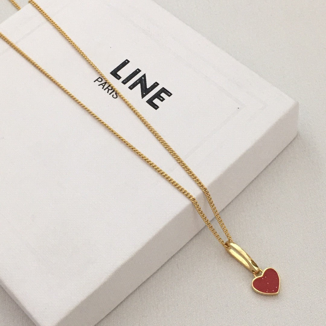 赛林22新款红心项链女个性气质甜美CEL风心形锁骨链爱心吊坠颈链