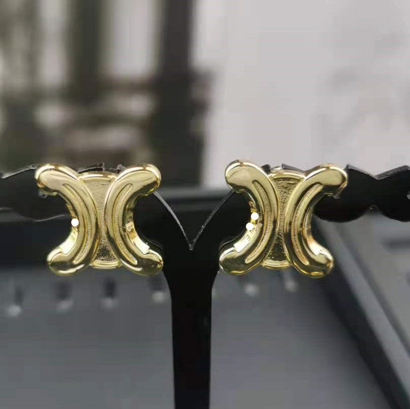 赛家新款欧美凯旋门耳钉女中古款法式复古猪鼻子设计感耳饰品耳环