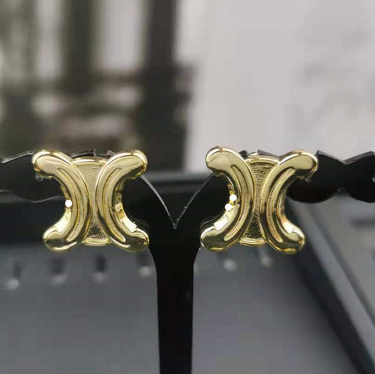 赛家新款欧美凯旋门耳钉女中古款法式复古猪鼻子设计感耳饰品耳环