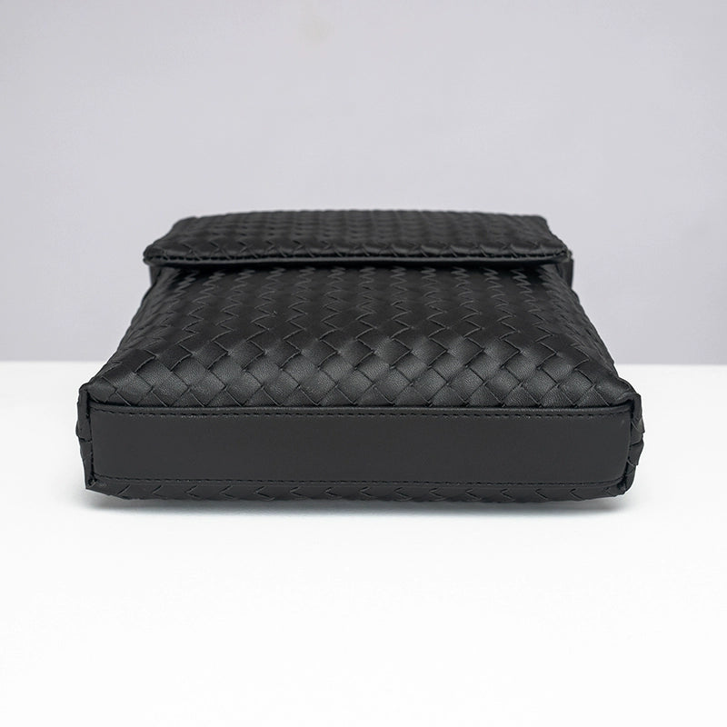 X&BV男包真皮斜挎包单肩包男休闲商务编织翻盖竖款时尚男士小背包