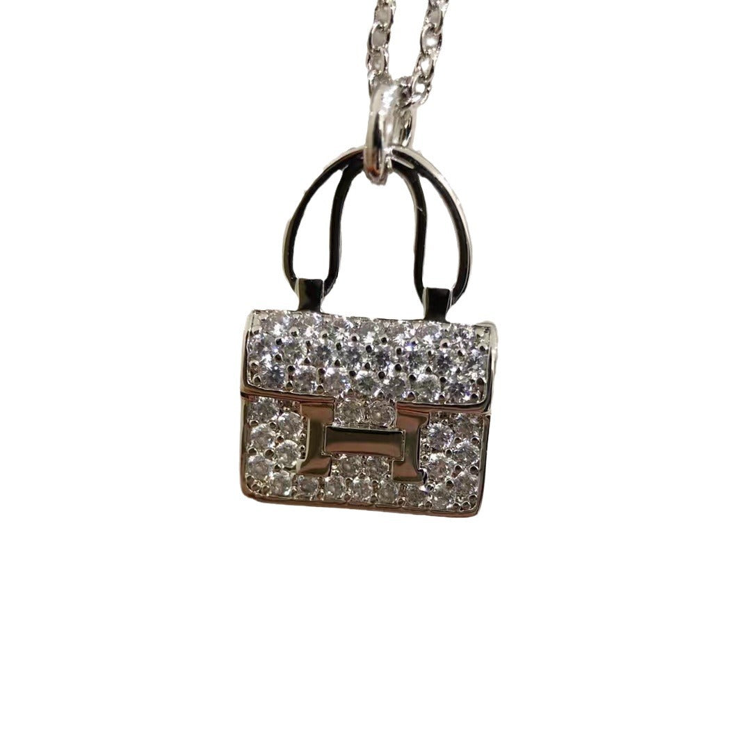 高版本爱马家新版康康包项链s925纯银新款H字母包包项链厂家直销