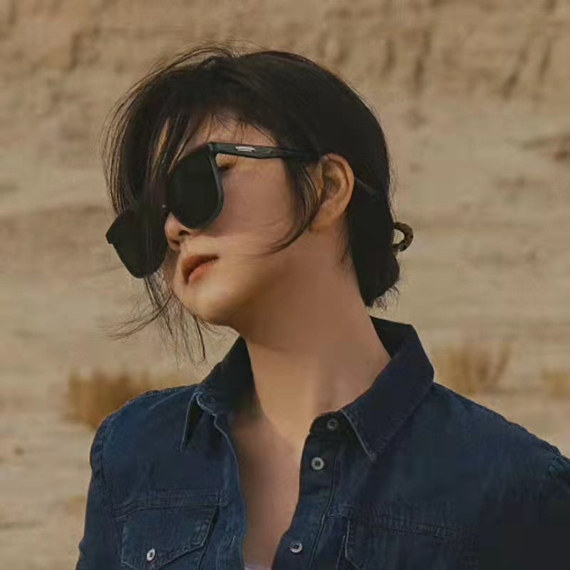 新款GM墨镜女高级感女网红素颜出街圆框太阳镜男户外驾驶防紫外线