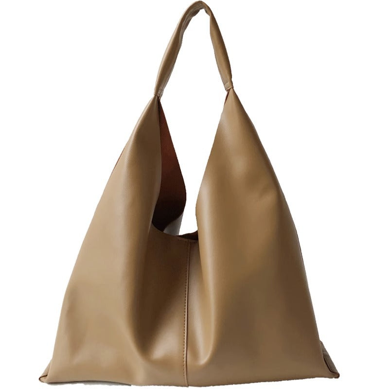 日韩软牛皮慵懒风托特包大容量真皮购物袋百搭休闲流浪单肩女包大