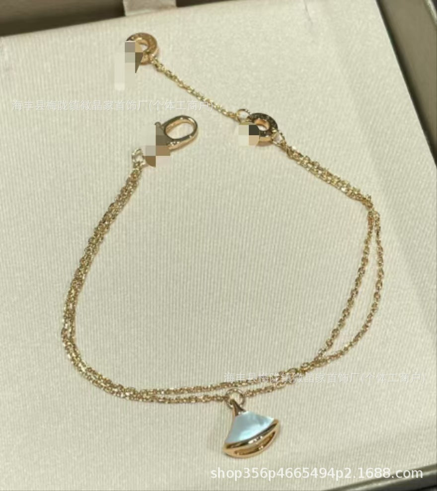 宝家扇子手链精工版裙子手链厚金电镀18k双链天然玛瑙工厂直销