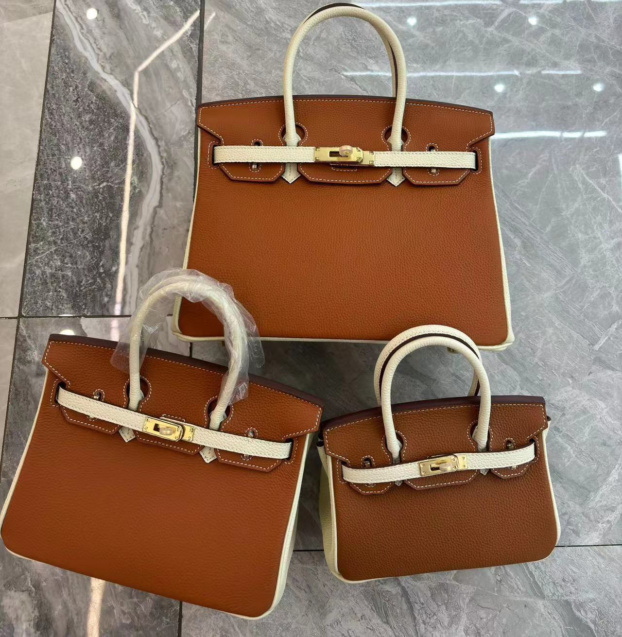 欧洲站真皮女包撞色铂金包荔枝纹头层牛皮手提包简约单肩斜挎包包