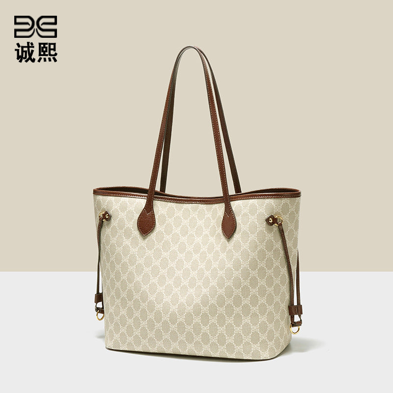 跨境大容量潮流单肩腋下包休闲通勤印花高级感手提女包秋冬托特包