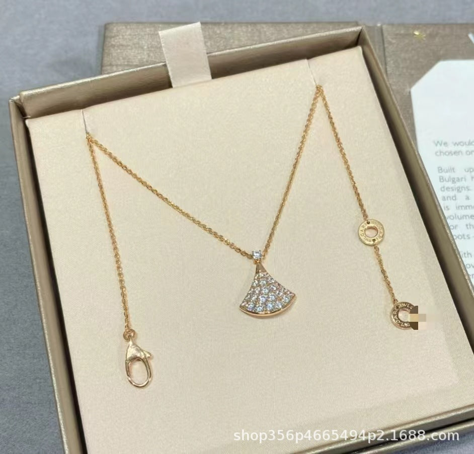 高版本Bao家小扇子项链精工CNC白贝小裙子项链S925银镀18k厚金