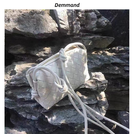 包包女2022新款真皮女包牛皮包包编织小方包饭盒包轻奢小包包潮牌