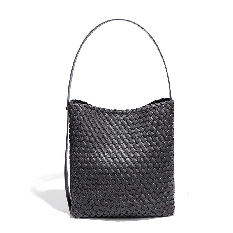 2025秋冬新款大容量水桶包编织女包单肩腋下包韩版潮流子母托特包