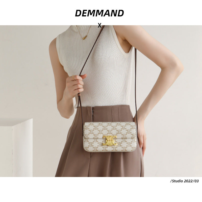 凯旋门腋下包女法棍包包2022新款潮真皮女包小方包斜挎手提单肩包