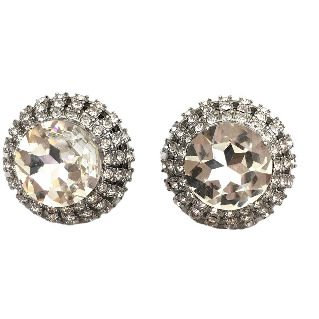 缪家新款满钻圆形耳钉夹女高级感个性气质欧美风K9水钻大耳环