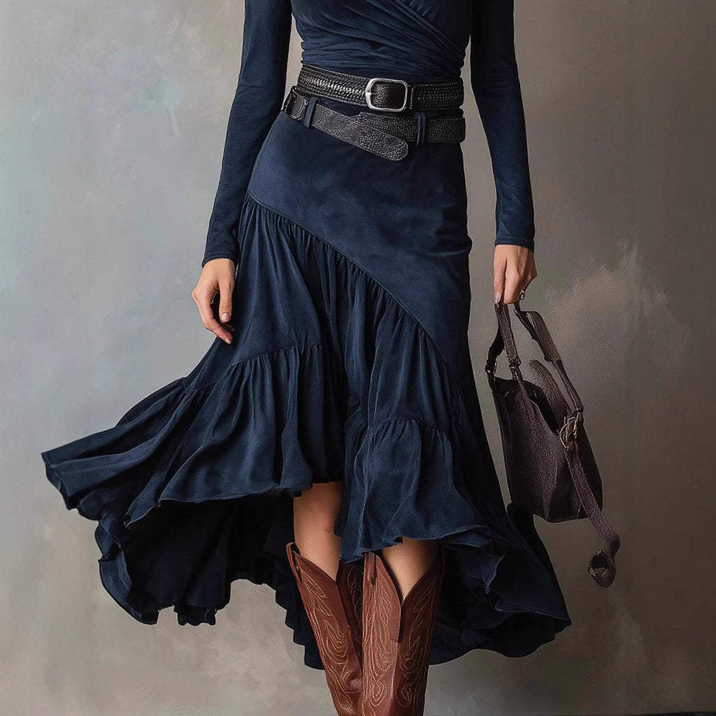 亚马逊独立站2025跨境新款欧美礼服法式V领长袖皮带连衣裙女