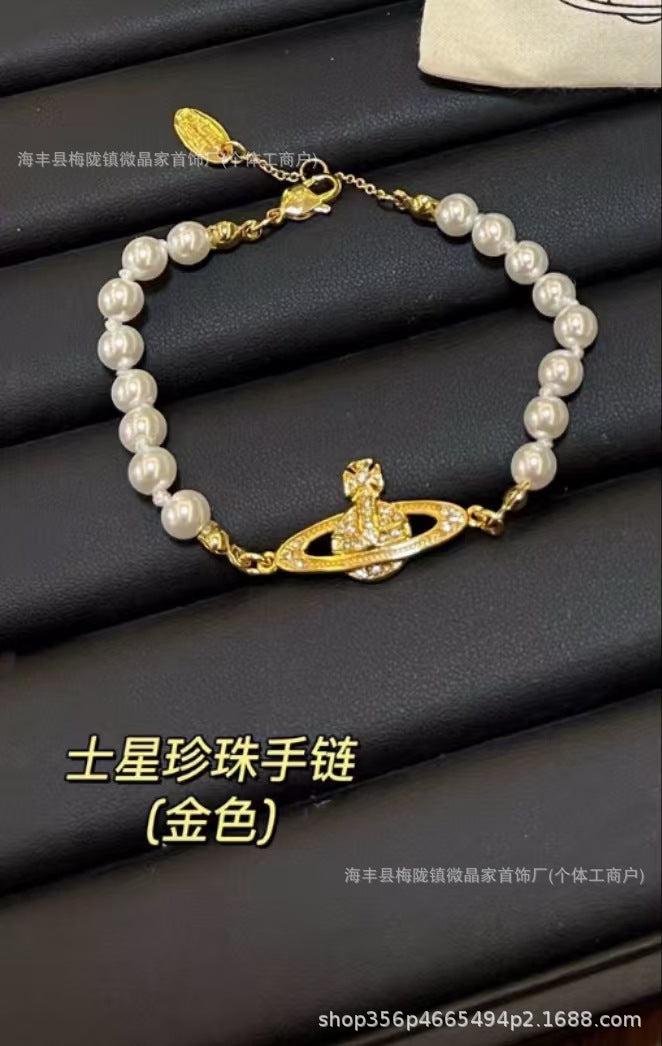高版本西太后土星珍珠项链女薇薇安经典回形针土星珍珠链工厂直销