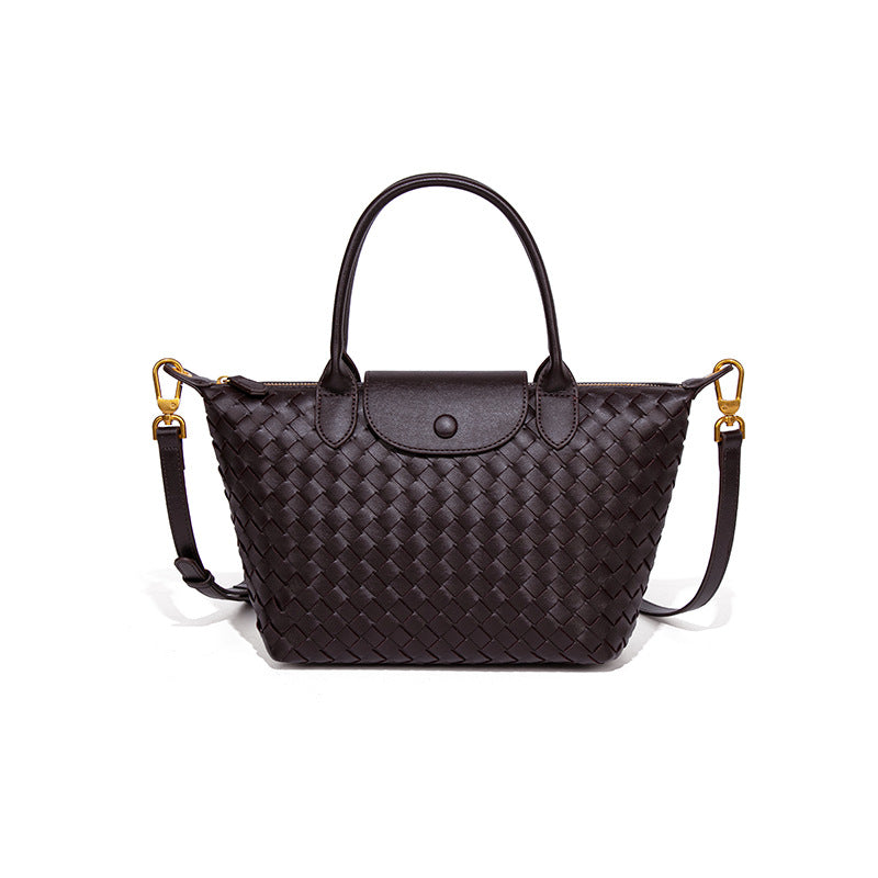 潮流新款龙襄手工编织包休闲百搭手提女包复古小众单肩斜挎饺子包