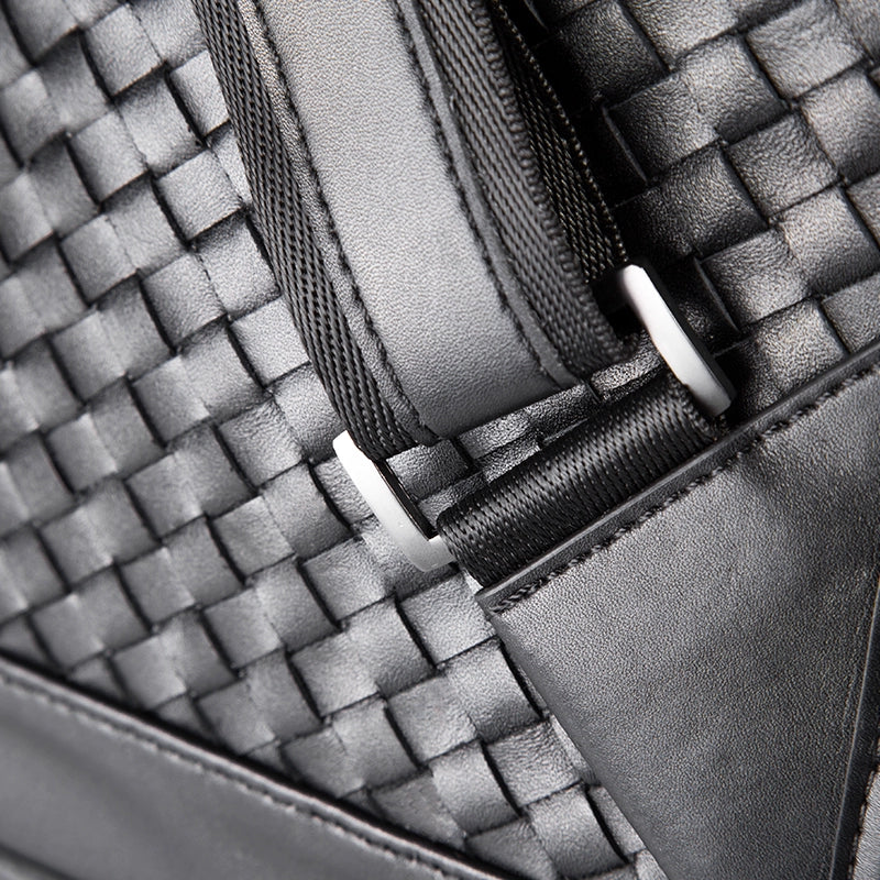 外贸编织男包胸包男真皮斜挎包男士休闲胸前包头层牛皮单肩包韩版