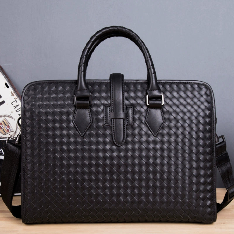 手提包男商务真皮头层牛皮编织男包单肩斜跨包2020新款男士公文包